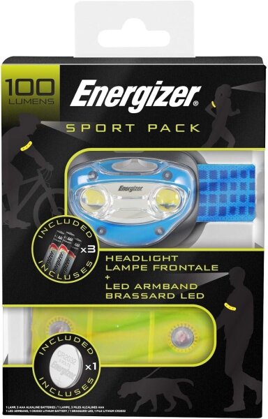 ENERGIZER® Sportpack Headlight Vision BLUE + Reflektor Armband inkl. Armband