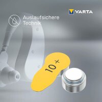 VARTA® Hörgerätebatterie Hearing Aid Batteries 10 (gelb) Blister 6