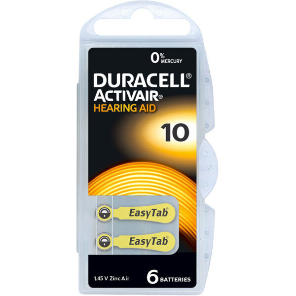 DURACELL® Hörgerätebatterie DA10 gelb 6er Pack